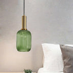 Oval Reeded Glass Pendant Light