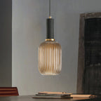 Oval Reeded Glass Pendant Light