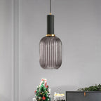 Oval Reeded Glass Pendant Light