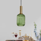 Oval Reeded Glass Pendant Light