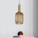 Oval Reeded Glass Pendant Light