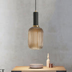 Oval Reeded Glass Pendant Light
