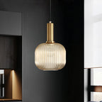 Oval Reeded Glass Pendant Light