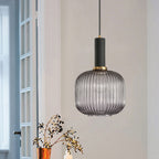 Oval Reeded Glass Pendant Light