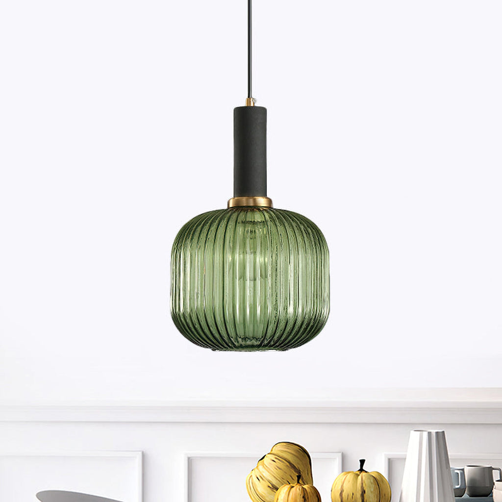 Oval Reeded Glass Pendant Light