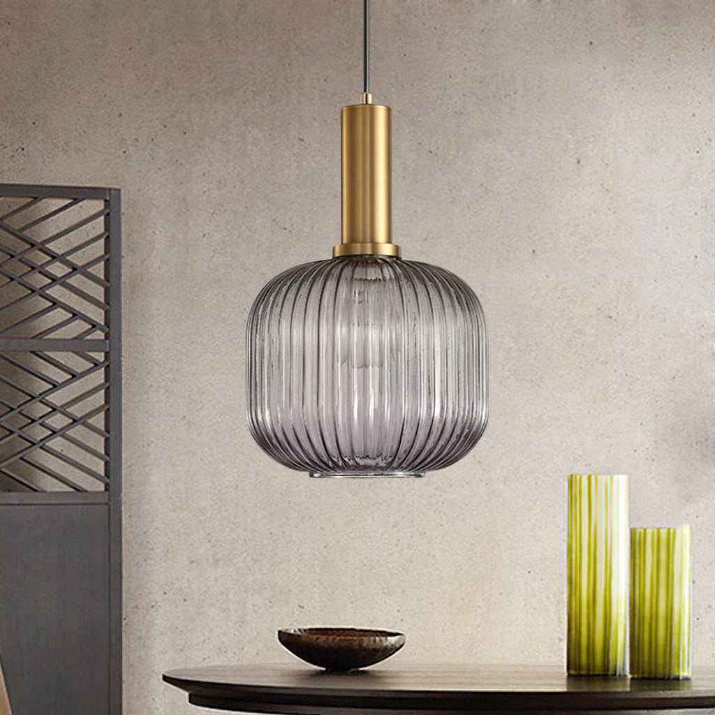 Oval Reeded Glass Pendant Light