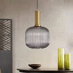 Oval Reeded Glass Pendant Light