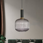 Oval Reeded Glass Pendant Light