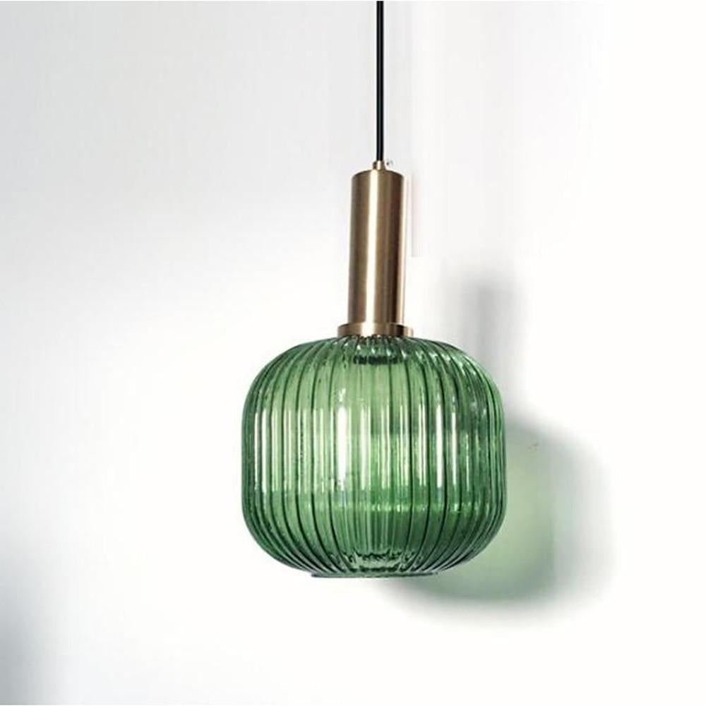 Oval Reeded Glass Pendant Light
