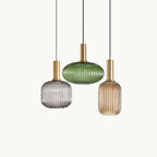 Oval Reeded Glass Pendant Light