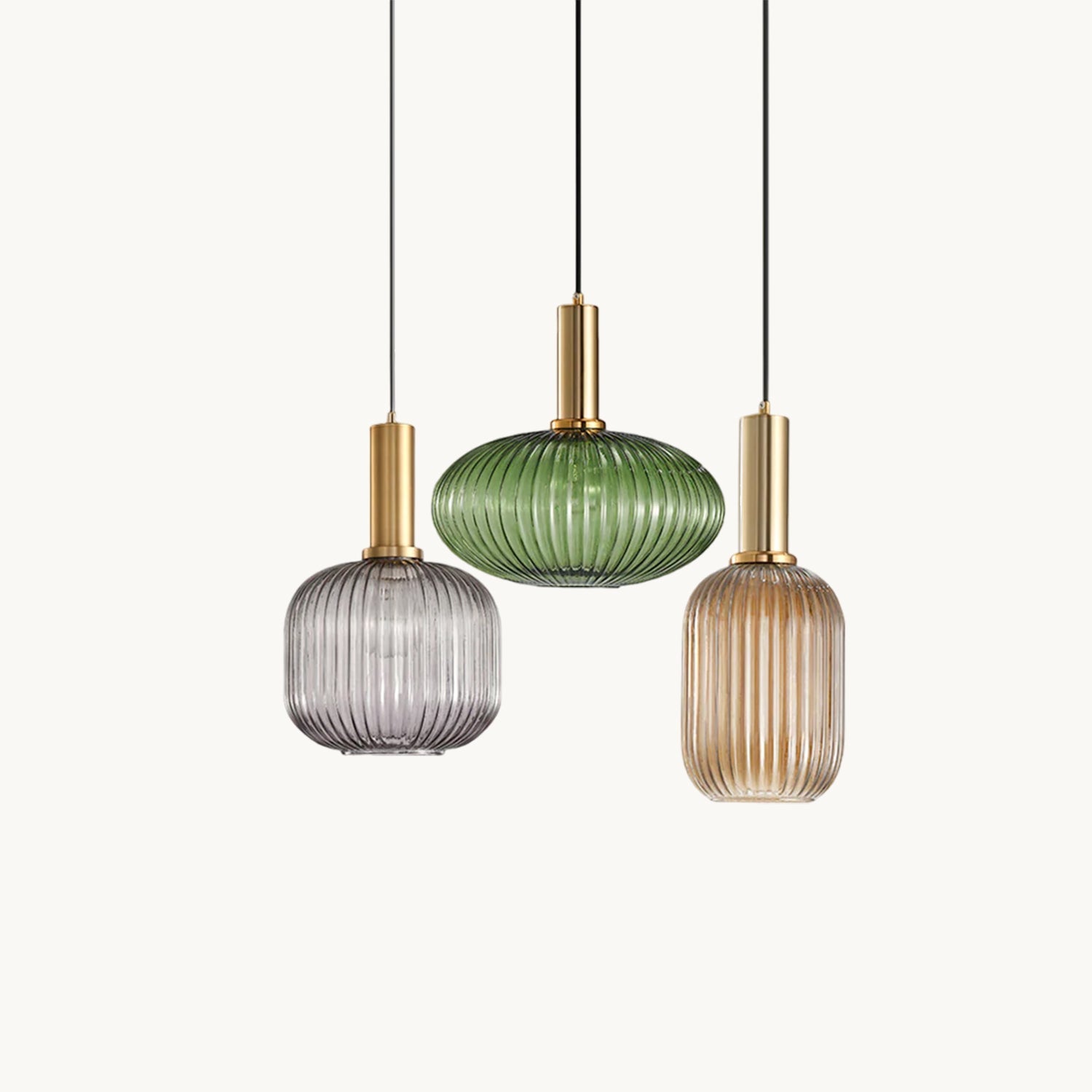 Oval Reeded Glass Pendant Light