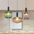 Oval Reeded Glass Pendant Light