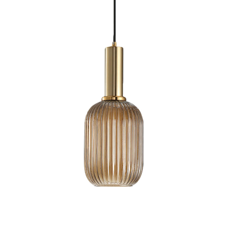 Oval Reeded Glass Pendant Light