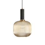 Oval Reeded Glass Pendant Light