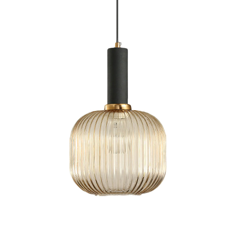 Oval Reeded Glass Pendant Light
