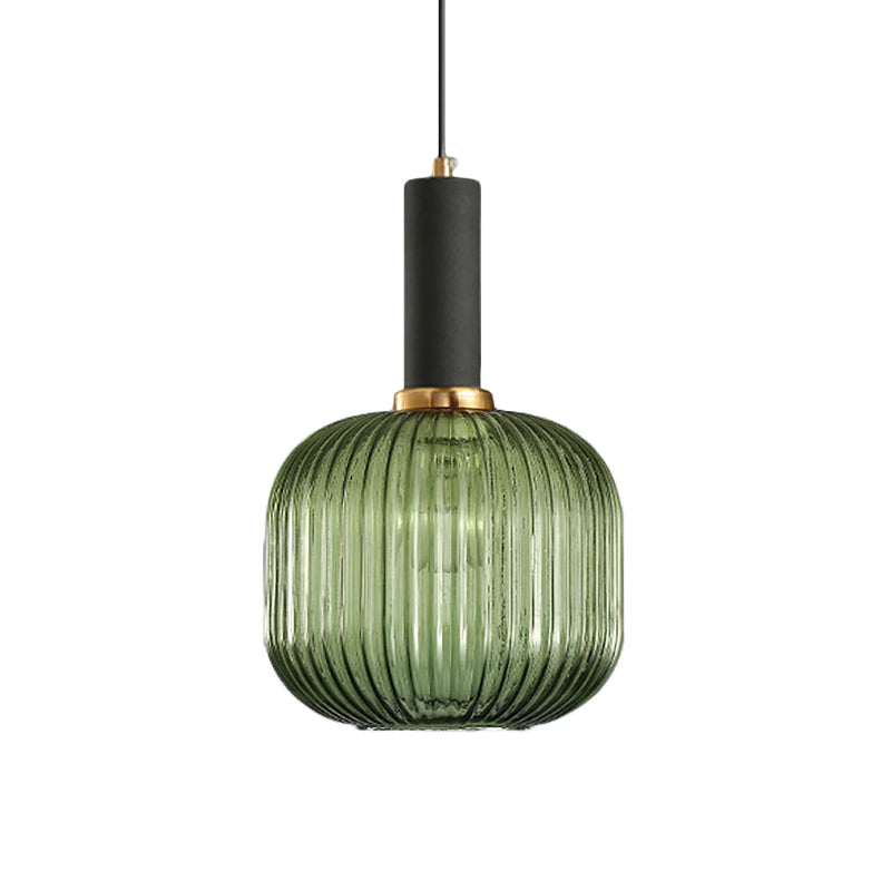 Oval Reeded Glass Pendant Light