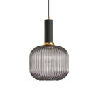 Oval Reeded Glass Pendant Light