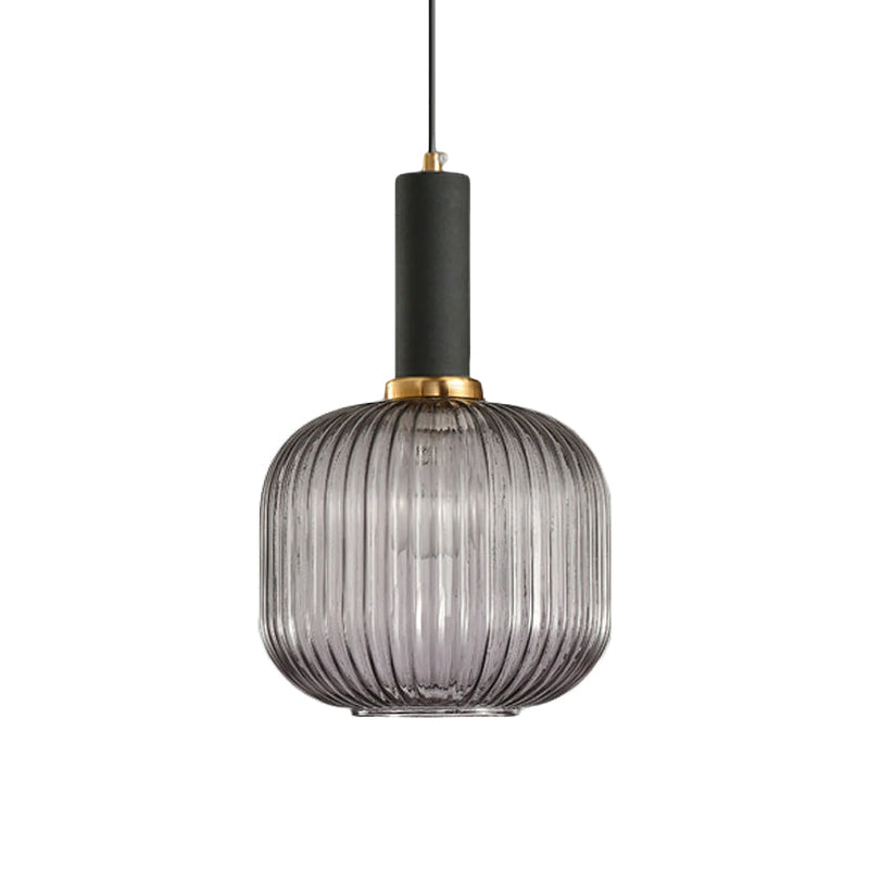 Oval Reeded Glass Pendant Light