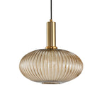 Oval Reeded Glass Pendant Light