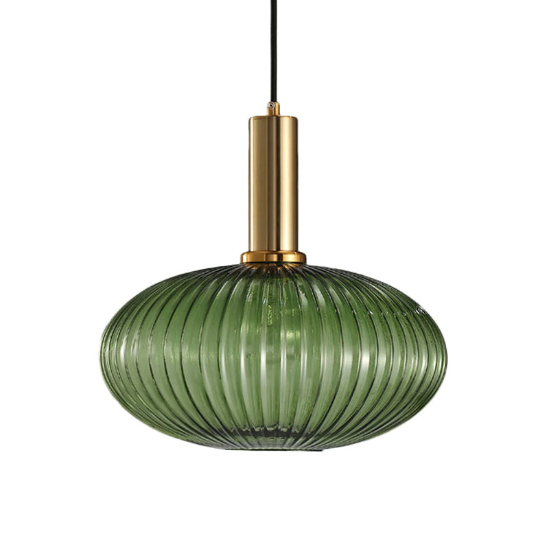 Oval Reeded Glass Pendant Light