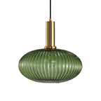 Oval Reeded Glass Pendant Light