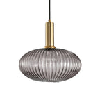 Oval Reeded Glass Pendant Light