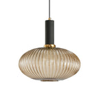 Oval Reeded Glass Pendant Light