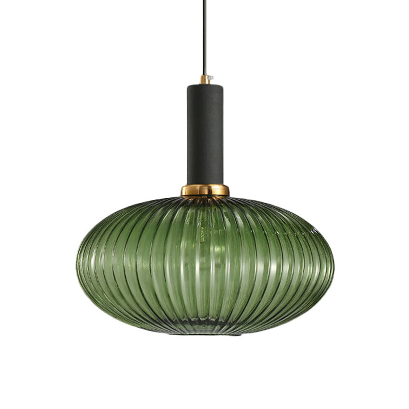 Oval Reeded Glass Pendant Light