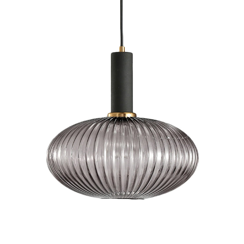 Oval Reeded Glass Pendant Light