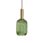 Oval Reeded Glass Pendant Light