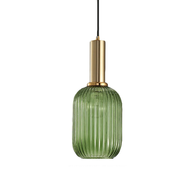 Oval Reeded Glass Pendant Light