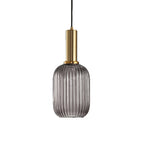 Oval Reeded Glass Pendant Light