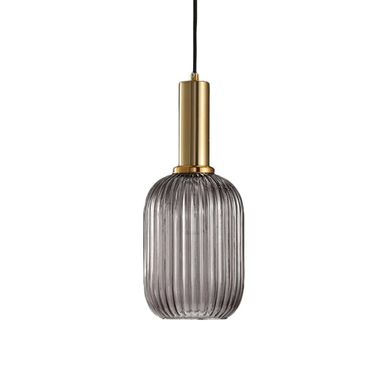 Oval Reeded Glass Pendant Light