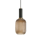 Oval Reeded Glass Pendant Light