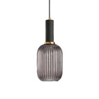 Oval Reeded Glass Pendant Light