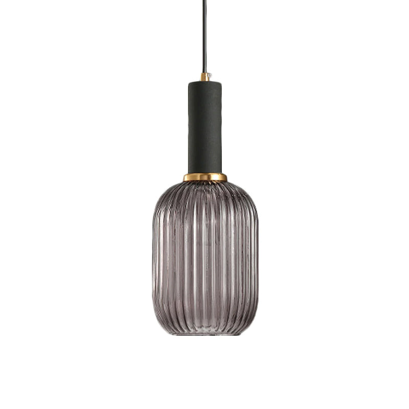 Oval Reeded Glass Pendant Light