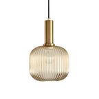 Oval Reeded Glass Pendant Light