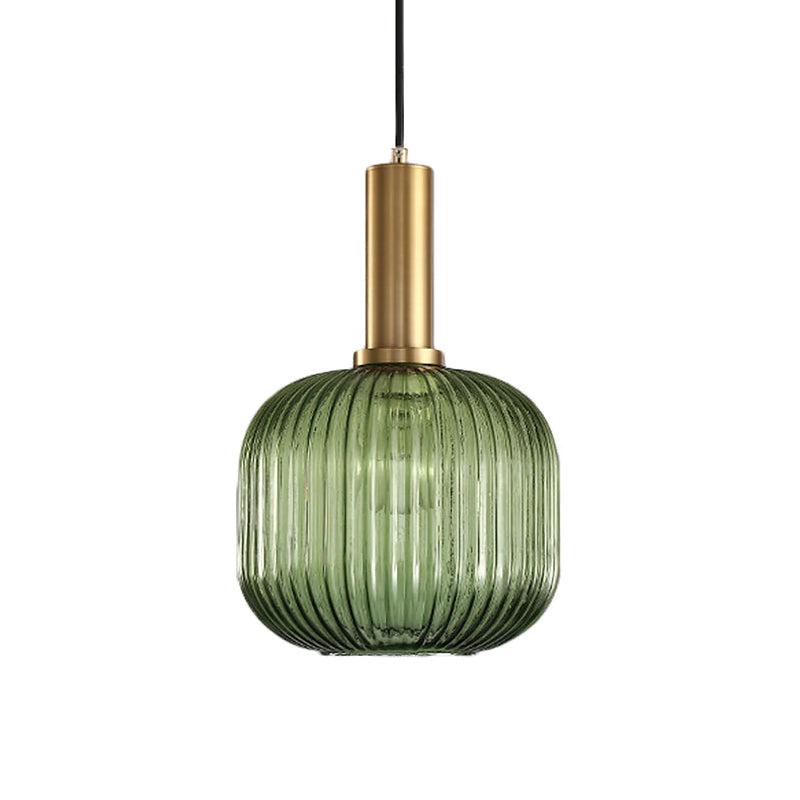 Oval Reeded Glass Pendant Light