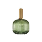 Oval Reeded Glass Pendant Light