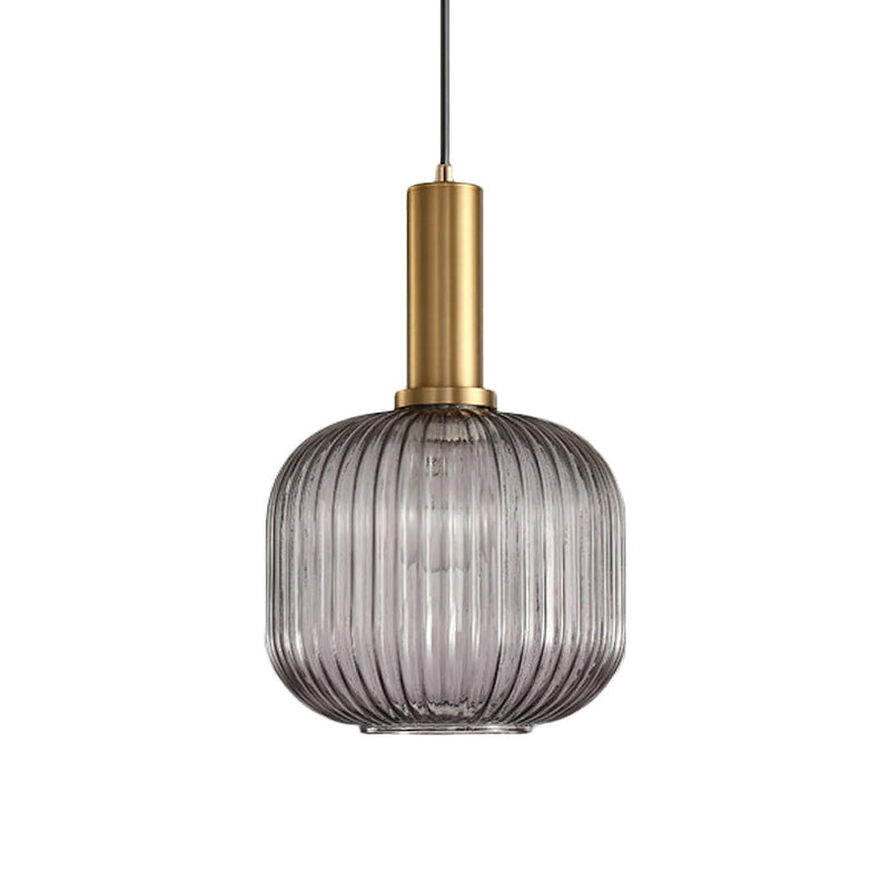 Oval Reeded Glass Pendant Light