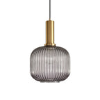 Oval Reeded Glass Pendant Light