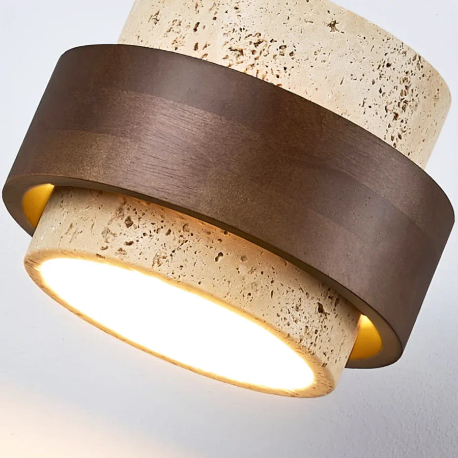 Owen Wabi-Sabi Travertine Cylindrical Ceiling Light