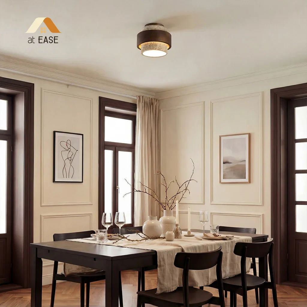 Owen Wabi-Sabi Travertine Cylindrical Ceiling Light