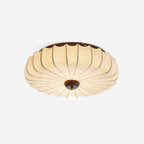 Fabric Ceiling Light Pleated Shade Lotus Wood Canopy