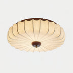 Fabric Ceiling Light Pleated Shade Lotus Wood Canopy