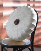 Fabric Ceiling Light Pleated Shade Lotus Wood Canopy