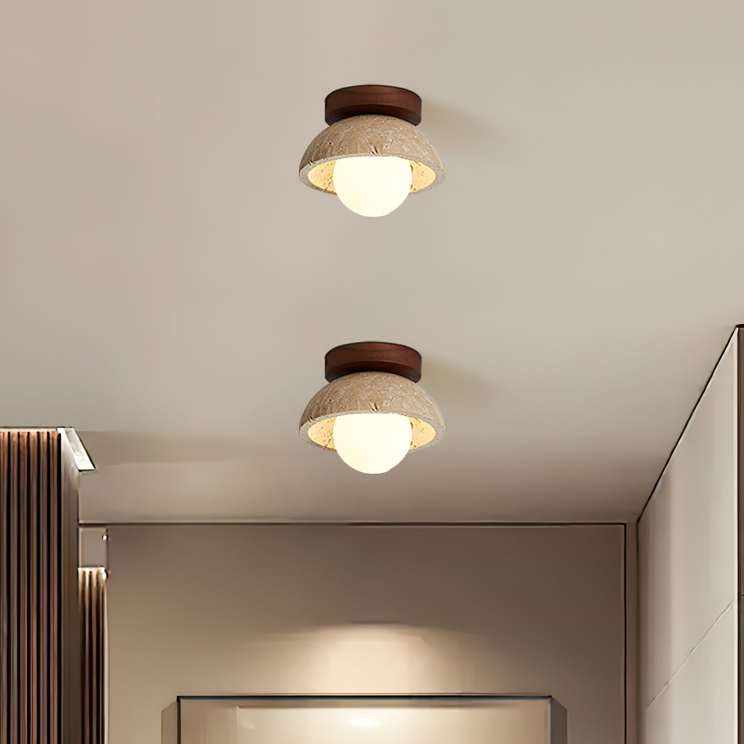 Mysa Minimalist Travertine Ceiling Light