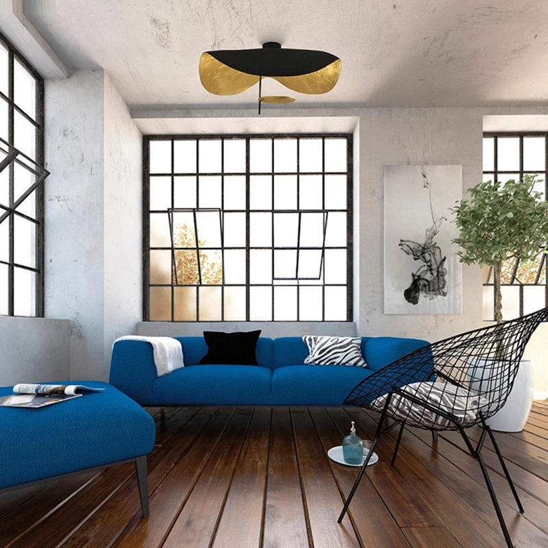 Jexie Ceiling Light Modern Leaf Black/Gold Living Room Bedroom