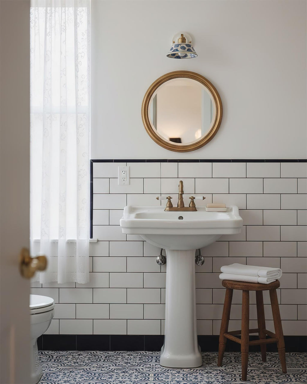 Porcelain Indigo Wall Lamp