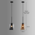 Modern Smoked Glass Cylinder Pendant 1-Light